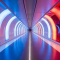 colorful dynamic light tunnel in a hallway is an illuminated wonder that bathes the passage in vibrant and energetic hues.