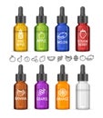 Colorful E-liquid Bottle Set. Vector Royalty Free Stock Photo