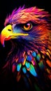 Colorful Eagle Face on Black Background. Generative AI.