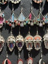 colorful earrings and bracelets for sale at the craft market Royalty Free Stock Photo