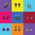 Colorful Earrings Collection vector illustration.