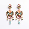 Colorful Rhinestone Dangle Earrings With Ornamental Details