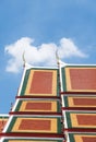 Colorful earthenware tile on the roof of the Thai church Royalty Free Stock Photo