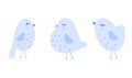 Colorful easter birds cartoon isolated over white background. Vector illustration. Elements design in scandinavian style