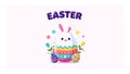 Colorful Easter Bunny in Easter Egg Surrounded by Decorations Royalty Free Stock Photo