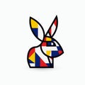 Colorful Easter bunny logo with a modern and distinctive design. Perfect for businesses seeking a memorable and