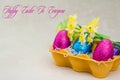 Colorful Easter chocolate eggs and flowers Royalty Free Stock Photo