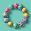 a colorful easter egg circle on a green background Royalty Free Stock Photo
