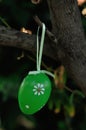 A colorful easter egg decoration hanging in a tree Royalty Free Stock Photo