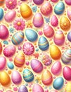 Colorful, Vivid Floral Easter Egg Pattern Background