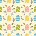 Colorful Easter Egg Seamless Pattern with Festive Decorations, Spring Holiday Background for Textiles Paper and Crafts Royalty Free Stock Photo