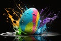 Colorful Easter Egg In Colorful Splash Royalty Free Stock Photo