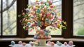 Colorful Easter egg tree decoration. Royalty Free Stock Photo