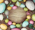 Colorful easter egg on wood background Royalty Free Stock Photo