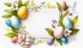 Colorful Easter egg wreath with an empty space white card Royalty Free Stock Photo