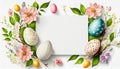 Colorful Easter egg wreath with an empty space white card Royalty Free Stock Photo