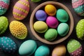 colorful easter eggs background. As Easter approaches Royalty Free Stock Photo