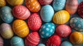 Colorful easter eggs background, 3d render. Happy Easter