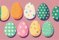Easter eggs background. Pastel colored eggs ilustration. Generative AI.