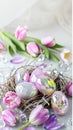 The Colorful Easter Eggs Background: Vibrant Celebration of Spring and Renewal Royalty Free Stock Photo