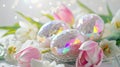 The Colorful Easter Eggs Background: Vibrant Celebration of Spring and Renewal Royalty Free Stock Photo