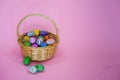 The colorful Easter eggs in the basker Royalty Free Stock Photo