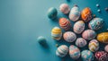 Colorful Easter Eggs on a Bright Blue Background Royalty Free Stock Photo