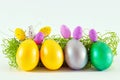 Colorful Easter Eggs composition isolated on white background Royalty Free Stock Photo