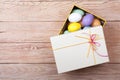 Colorful Easter Eggs decorated in beautiful giftbox Royalty Free Stock Photo