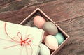 Colorful Easter Eggs decorated in beautiful giftbox Royalty Free Stock Photo