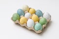 Colorful easter eggs decoration on white table background Royalty Free Stock Photo