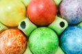 Colorful easter eggs in a egg carton box close up Royalty Free Stock Photo