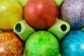 Colorful easter eggs in a egg carton box close up Royalty Free Stock Photo