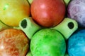 Colorful easter eggs in a egg carton box close up Royalty Free Stock Photo