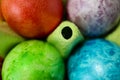 Colorful easter eggs in a egg carton box close up Royalty Free Stock Photo