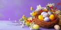 The Colorful Easter Eggs with Festive Display of Springtime Joy and Creativity. Royalty Free Stock Photo