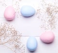 Colorful Easter eggs and flowers Royalty Free Stock Photo