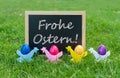 Colorful Easter eggs and german text: happy easter Royalty Free Stock Photo