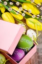 Colorful Easter eggs in gift box Royalty Free Stock Photo