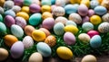 Colorful Easter Eggs in Grass Royalty Free Stock Photo