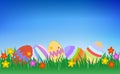 Colorful Easter Eggs On Grass Illustration