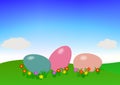 Colorful Easter Eggs On Grass Illustration