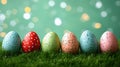 Colorful Easter eggs on green grass Royalty Free Stock Photo
