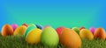 Colorful Easter eggs green grass creative 3d-illustration Royalty Free Stock Photo