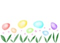 Colorful easter eggs, greeting card. Spring floral easter decoration. LGBT rainbow flowers on a white background. Childrens drawin Royalty Free Stock Photo