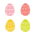 Colorful Easter eggs hand drawn icon set in doodle style Royalty Free Stock Photo