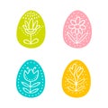 Colorful Easter eggs hand drawn icon set in doodle style Royalty Free Stock Photo