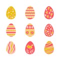 Colorful Easter eggs hand drawn icon set in doodle style Royalty Free Stock Photo