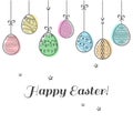 Colorful Easter eggs hanging. Vector illustration Royalty Free Stock Photo