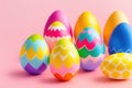 Colorful Easter eggs for holiday celebration, generative ai, pastelle color background